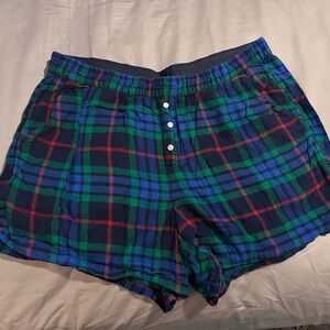 Aerie Plaid Pajama Shorts - Blue and Green